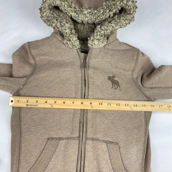 Vintage Abercrombie & Fitch Women's Sherpa Lined Zip Hoodie Size M Moose - Picture 14 of 16